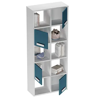 Стеллаж сквозной книжный на 10 ниш с ящиками E810