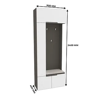 Секция с вешалкой и полками с подсветкой, фасады в эмали LE409 L/R