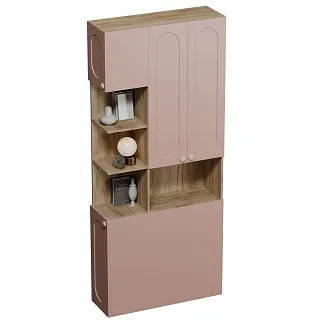 Шкаф двухдверный с фальш стенкой и нишей, фрезерованные фасады в эмали LE212.3