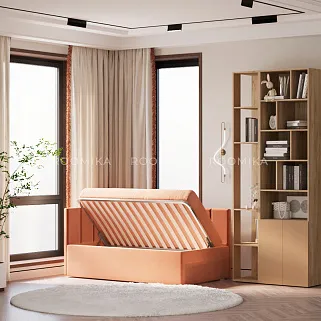 Кровать с подъемным механизмом и ящиком для белья LINE М1, 90х160