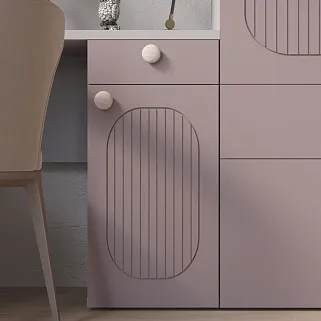 Cтол угловой равносторонний, фрезерованные фасады в эмали LE716