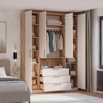 Шкаф четырехдверный для одежды с нишей A205