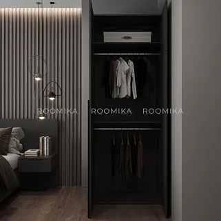 Шкаф двухдверный узкий, фрезерованные фасады в эмали LE210.44-1