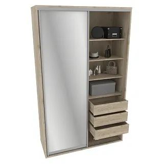 Шкаф-купе ХG166.60-3, профиль INTEGRO, фасад МДФ/зеркало серебро