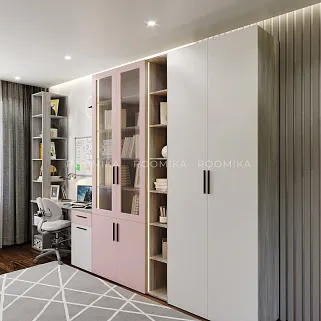 Шкаф книжный со стеклом L214S с подсветкой