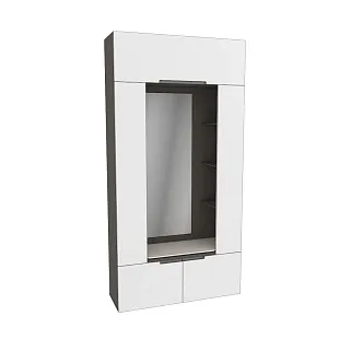 Секция с зеркалом и полками, фасады в эмали LE408