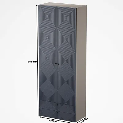 Шкаф 2 дверный с ящиками, фрезерованные фасады в эмали LE211.44