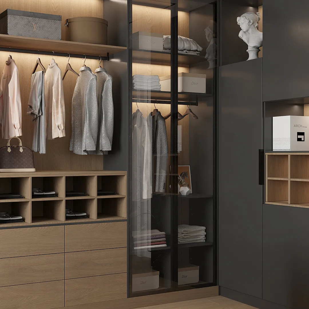 Гардеробная в графитовых тонах №1