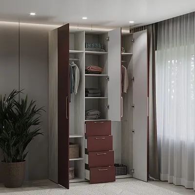 Шкаф трехдверный с ящиками узкий LG203.44