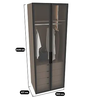 Шкаф для спальни с четырьмя ящиками и штангой с подсветкой R210.60-3