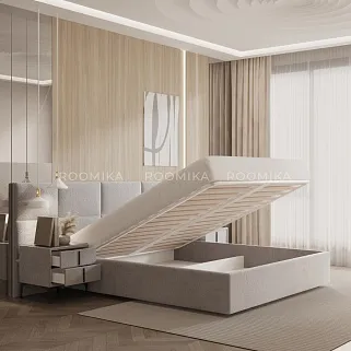 Тумба прикроватная мягкая, стекло прозрачное, ножки черные GRACE752