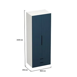 Шкаф 2 дверный с ящиками, фрезерованные фасады в эмали LE-211.60