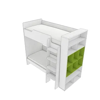 Кровать двухъярусная L908, 90x190 L/R