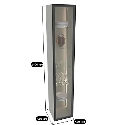 Шкаф со стеклянными фасадом полки стекло с подсветкой R220.1