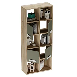 Стеллаж сквозной книжный на 10 ниш с ящиками E810