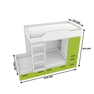 Кровать двухъярусная L906, 90x190 L/R