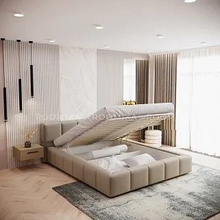 Кровать двуспальная мягкая QUADRO-soft-m  с подъемным механизмом, 140x200