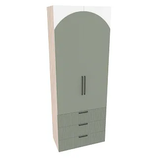 Шкаф книжный/для одежды с тремя ящиками, фрезерованные фасады в эмали LE213