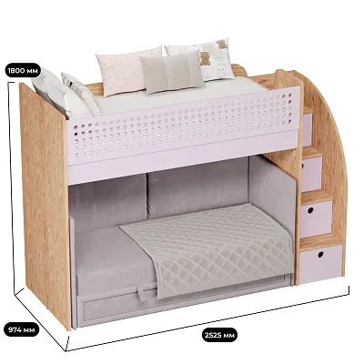 Кровать-чердак A916 с диваном Bergamo, 90x200 L/R