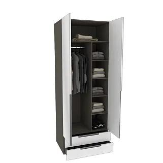 Шкаф 2 дверный с ящиками с зеркалом, фасады в эмали LE-211.60Z