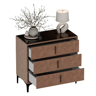 Комод мягкий, стекло прозрачное, ножки черные GRACE793