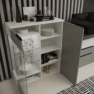 Шкаф напольный с подсветкой, фасады в эмали LE202 L/R