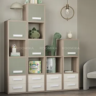 Стеллаж сквозной книжный на 14 ниш с ящиками E802,E803,E804,E810