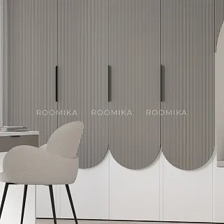 Шкаф с нишей, ящиками и сидушкой с подсветкой,фрезерованные фасады в эмали с подсветкой LЕ433.60