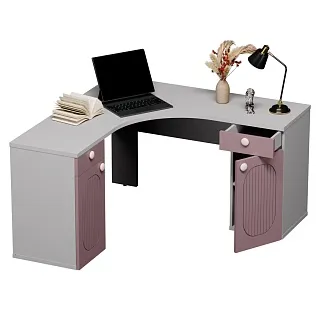 Cтол угловой равносторонний, фрезерованные фасады в эмали LE716