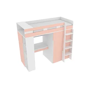 Кровать-чердак с рабочей зоной, фасады в эмали LE903, 90x190 L/R