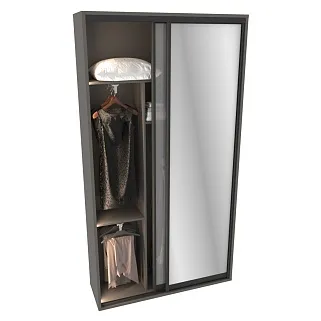 Шкаф-купе ХG140.45-3, профиль INTEGRO, фасад зеркало серебро/стекло Сатинато белое