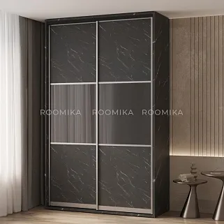 Шкаф-купе ХG166.60-2, профиль INTEGRO, фасад МДФ/Зеркало графит