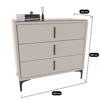 Комод мягкий, стекло прозрачное, ножки черные GRACE793