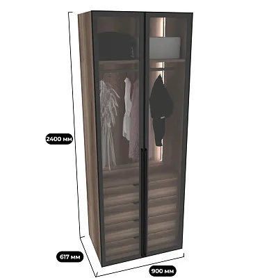 Шкаф для спальни с полками и штангой с подсветкой R210.60-4