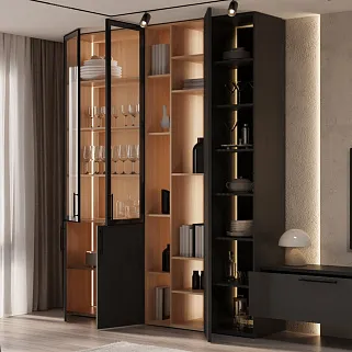 Turin гостиная, фасады натуральный шпон 42