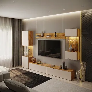 Шкаф напольный с подсветкой, фасады в эмали LE225 L/R