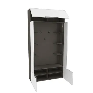 Секция под крючки с полками с подсветкой, фасады в эмали LE418 L/R