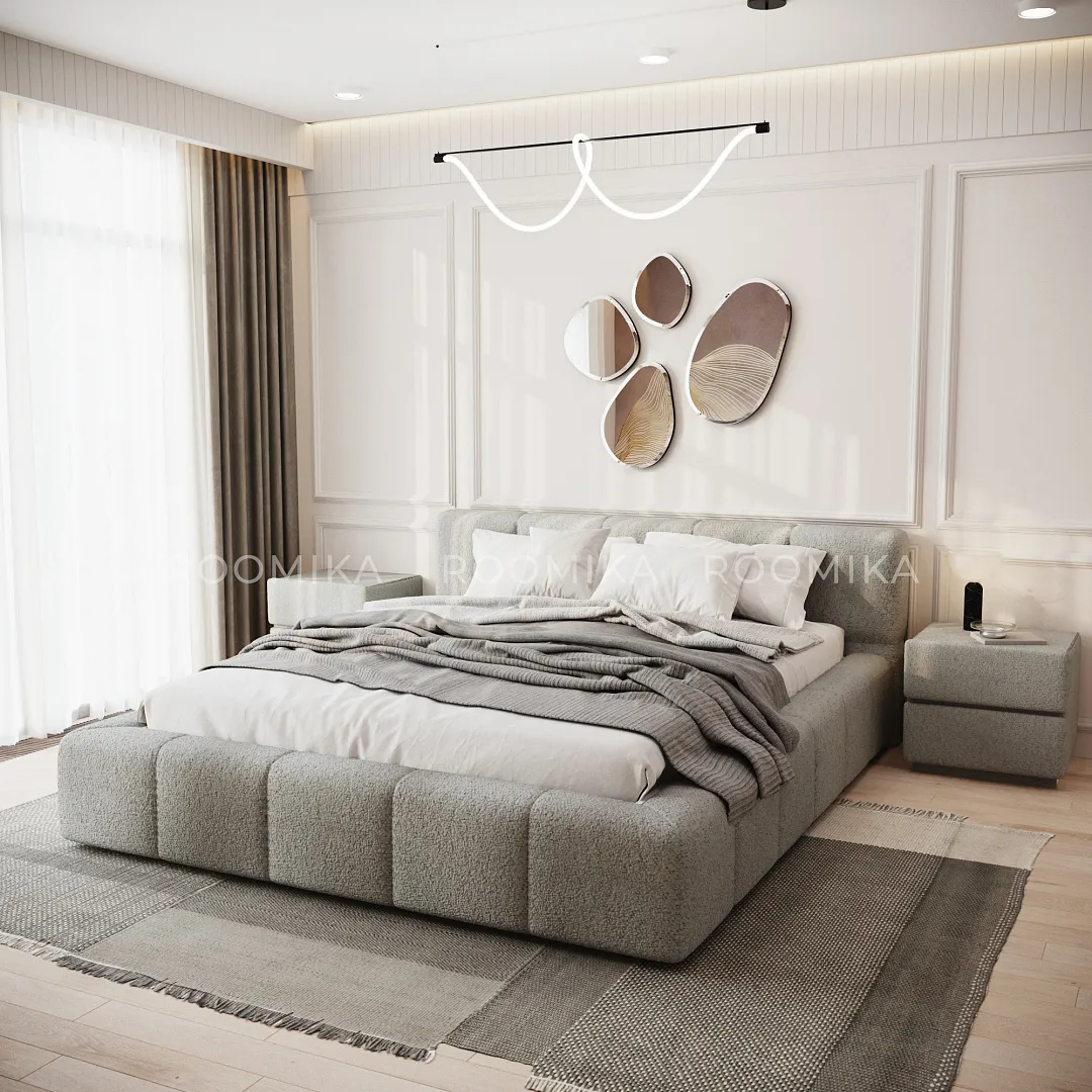 Кровать двуспальная мягкая QUADRO-soft-m  с подъемным механизмом, 140x200