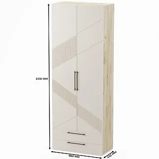 Шкаф 2 дверный с ящиками, фрезерованные фасады в эмали LE-211.44