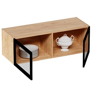 Антресоль с двумя откидными стеклянными дверями R312.45ST с подсветкой