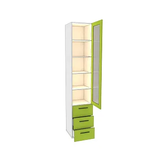 Шкаф книжный с ящиками со стеклом L223.1S с подсветкой