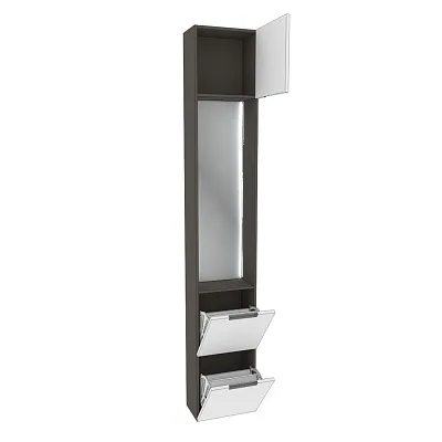 Шкаф завершающий с обувницей и зеркалом с подсветкой, фасады в эмали LE250