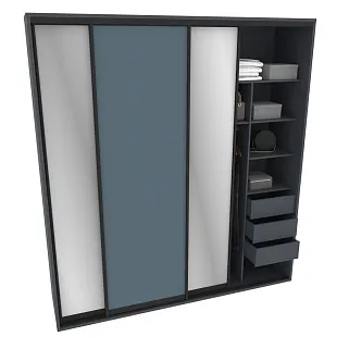 Шкаф-купе ХG246.60-1, профиль INTEGRO, фасад МДФ/зеркало серебро