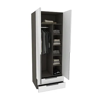 Шкаф 2 дверный с ящиками с зеркалом, фасады в эмали LE-211.60Z