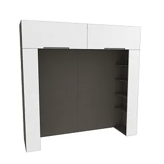 Ниша для кровати с секциями, фасады в эмали LE-407.60