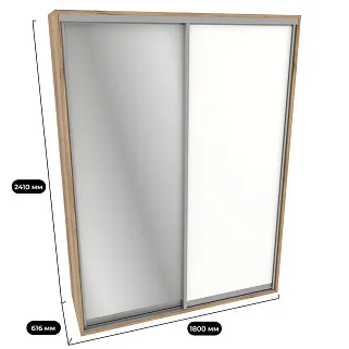 Шкаф-купе ХG180.60-2, профиль INTEGRO, фасад МДФ/зеркало серебро