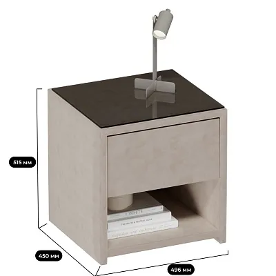 Тумба прикроватная мягкая, стекло прозрачное SUNRISE 751