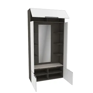 Секция с зеркалом и полками, фасады в эмали LE408