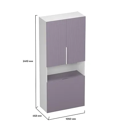 Шкаф двухдверный с фальш стенкой, фрезерованные фасады в эмали LE212.1