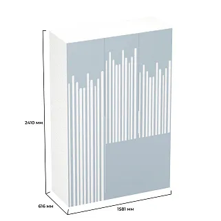 Шкаф двухдверный с фальш-стенкой и раздвижжными дверьми, фрезерованные фасады в эмали LE205 L/R